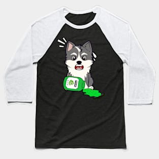 Funny husky Dog Spilled Wasabi Sauce Baseball T-Shirt